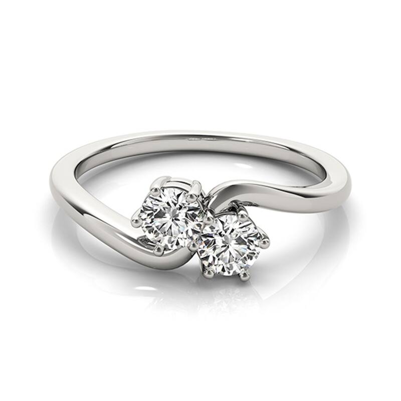 Auriya Round 1/2ct TDW Two Stone Diamond Engagement Ring 14k White Gold (H-I, SI1-SI2)