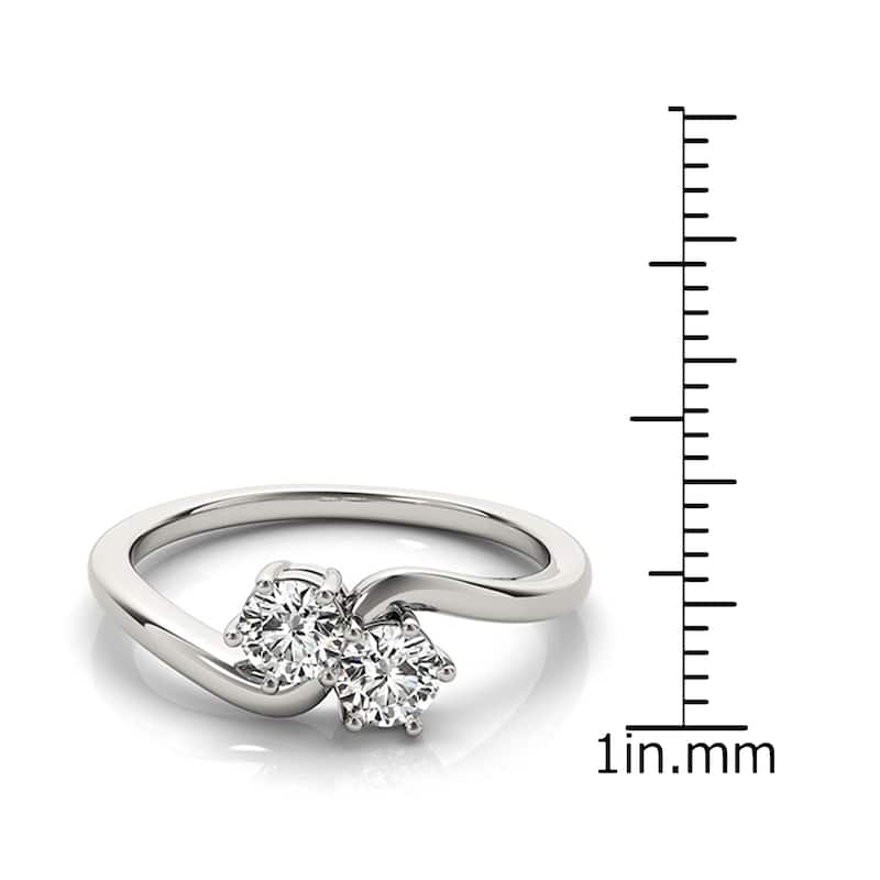 Auriya Round 1/2ct TDW Two Stone Diamond Engagement Ring 14k White Gold (H-I, SI1-SI2)