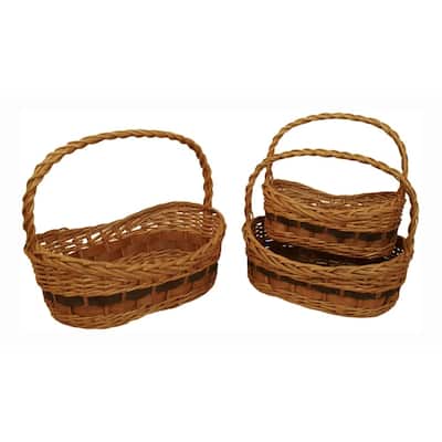 Tuscana Wood Chip Handled Basket - Set of 3