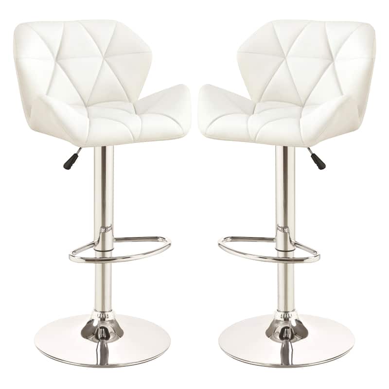 Bolton Mid Century Adjustable Upholstered Stool with Chrome Base (Set of 2)