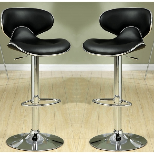 Houston Modern Design Black Upholstered Adjustable Stools (Set of 2)