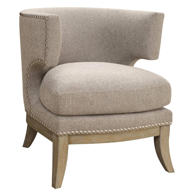 Luxenberg Mid Century Modern Barrel Back Design Grey Accent Chair with Nailhead Trim