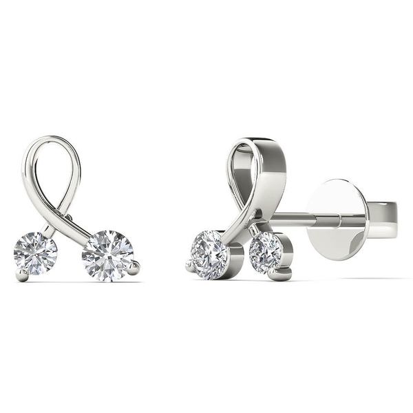 Shop AALILLY 10k White Gold 0.2ct TDW Diamond Ribbon Stud Earrings ...