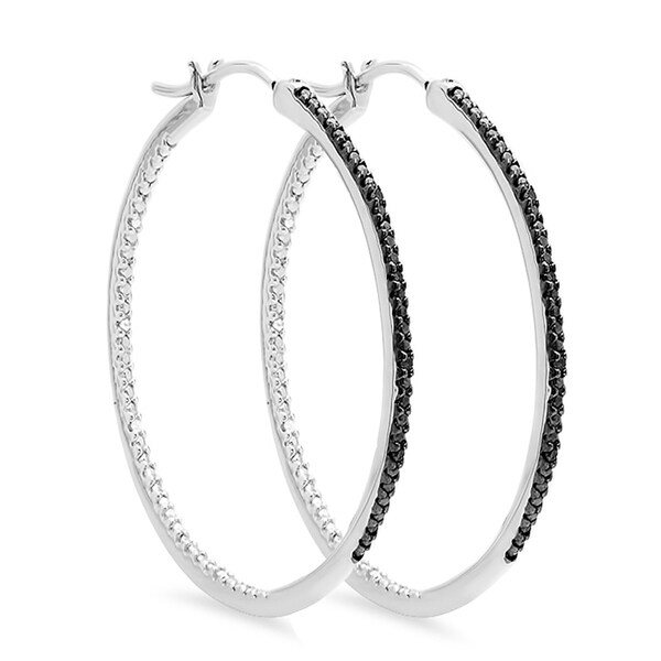 Elora Sterling Silver 1 5ct Tdw Black Diamond Hoop Elora Sterling Silver 1 5ct Tdw Black Diamond Hoop