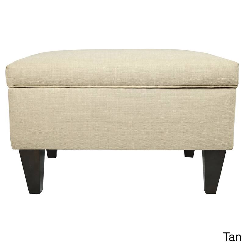 MJL Furniture Brooklyn Upholstered Square Legged Storage Ottoman - Tan