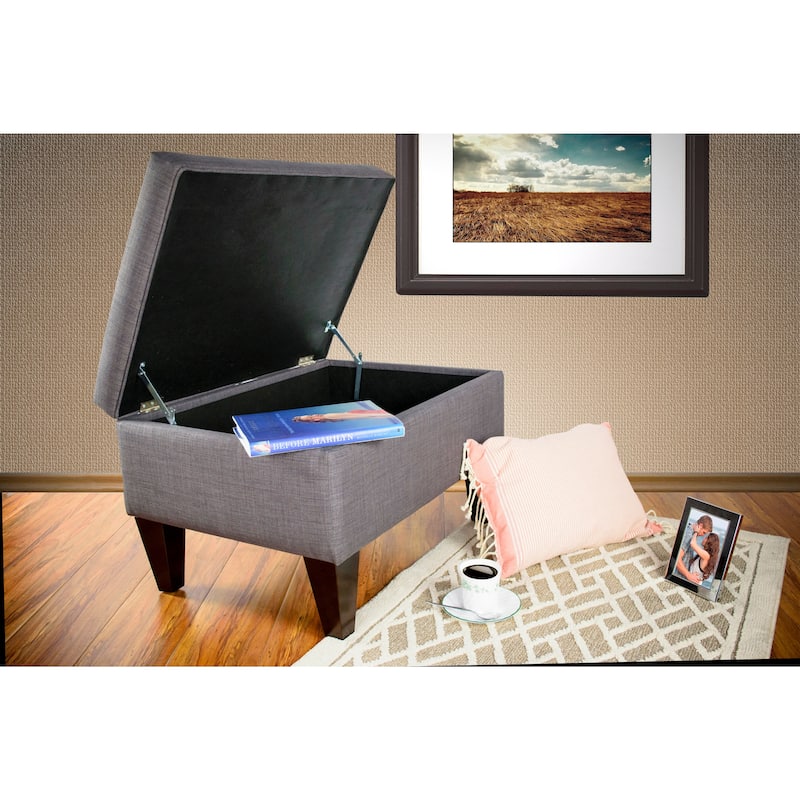 MJL Furniture Brooklyn Upholstered Square Legged Storage Ottoman