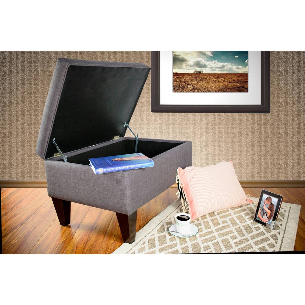 MJL Furniture Brooklyn Upholstered Square Legged Storage Ottoman