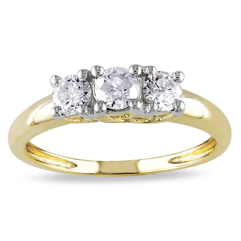 Miadora 14k Yellow Gold 1/2ct TDW Diamond 3-Stone Ring