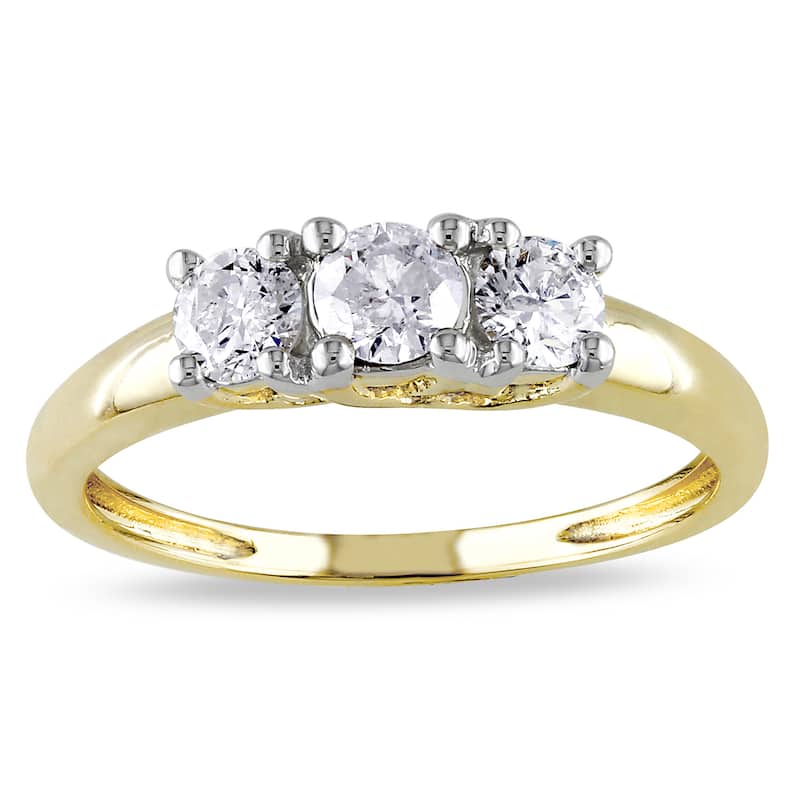 Miadora 14k Yellow Gold 1/2ct TDW Diamond 3-Stone Ring - 7.5