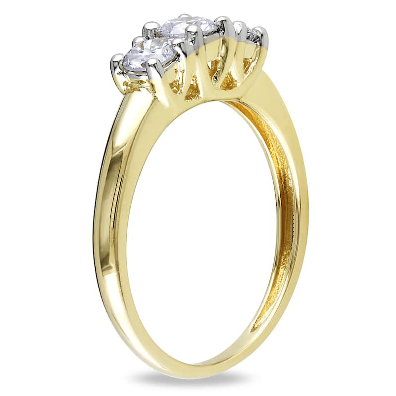 Miadora 14k Yellow Gold 1/2ct TDW Diamond 3-Stone Ring