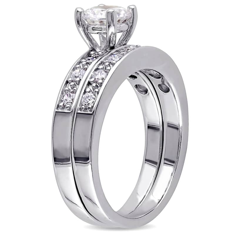 Miadora Sterling Silver White Cubic Zirconia Bridal Ring Set