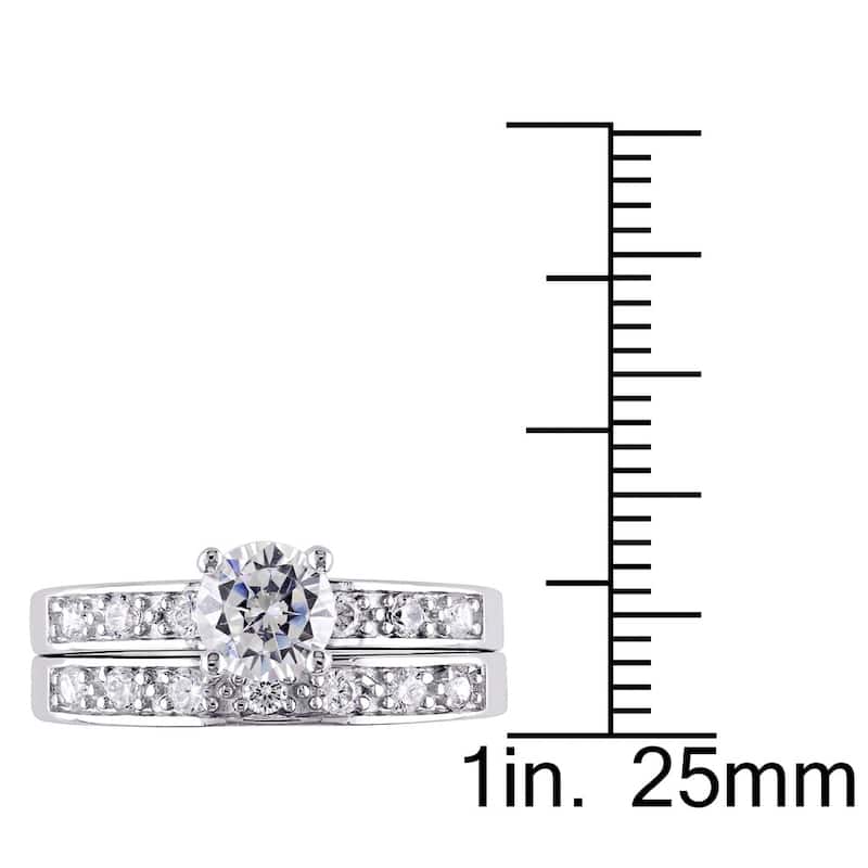 Miadora Sterling Silver White Cubic Zirconia Bridal Ring Set