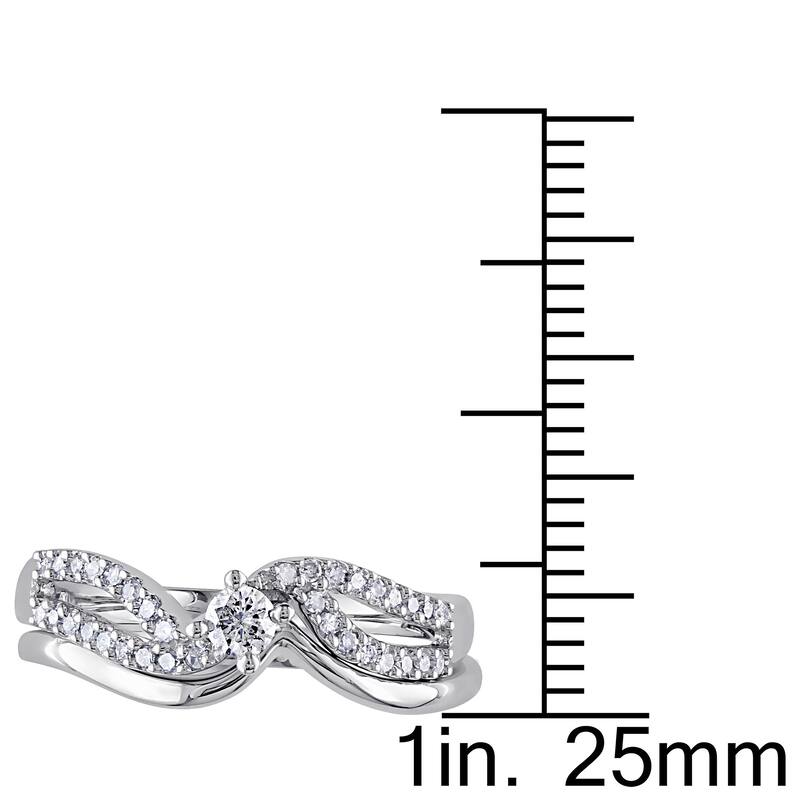 Miadora Sterling Silver 1/4ct TDW Diamond Bypass Bridal Ring Set - White