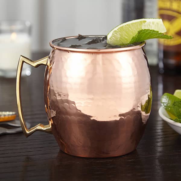 18 Oz 2 Moscow Mule Mug Cup Drinking Hammered Copper Brass Steel Gift Set
