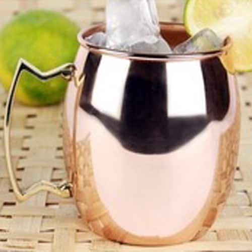 Solid Moscow Mule Copper Mugs with Smooth Finish -16oz with Brass Handle