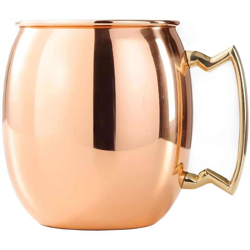 Solid Moscow Mule Copper Mugs with Smooth Finish -16oz with Brass Handle - Single