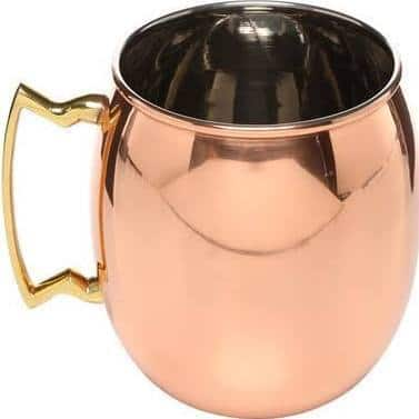 Solid Moscow Mule Copper Mugs with Smooth Finish -16oz with Brass Handle