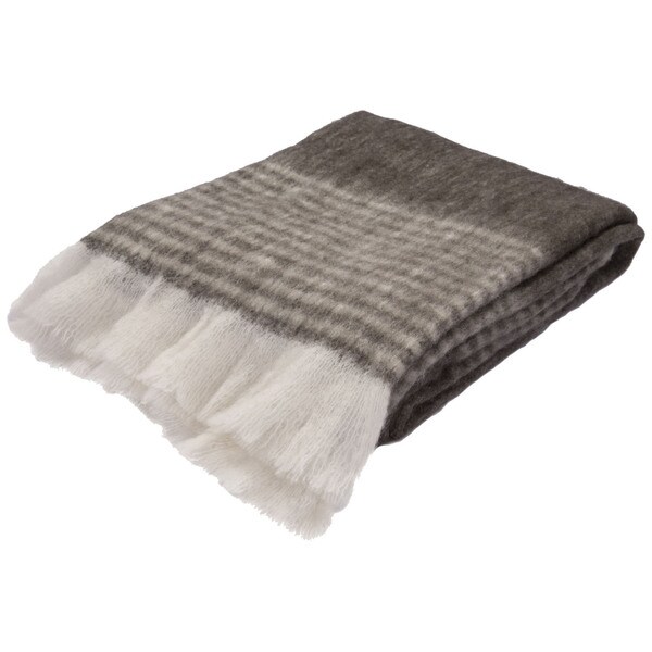 Ivory/Gray Wool, Acrylic & Polyester Throw (50 x 60 inches)
