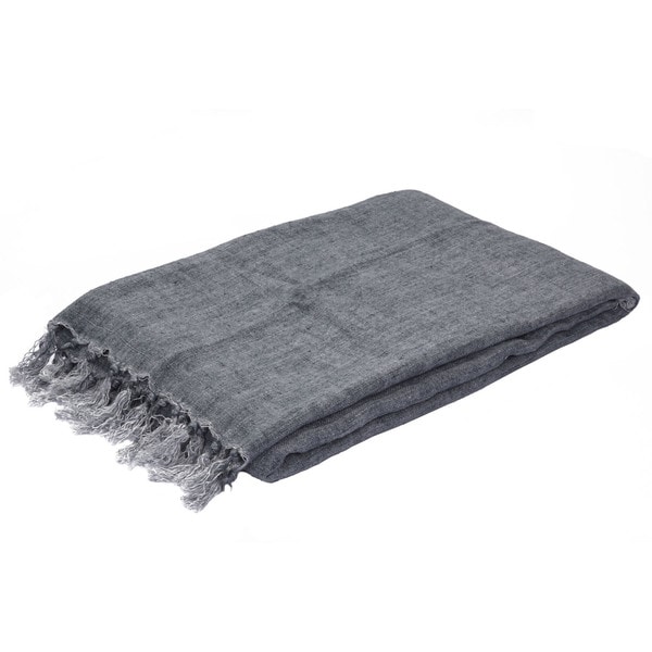 Blue Linen Throw (51 x 67 inches)