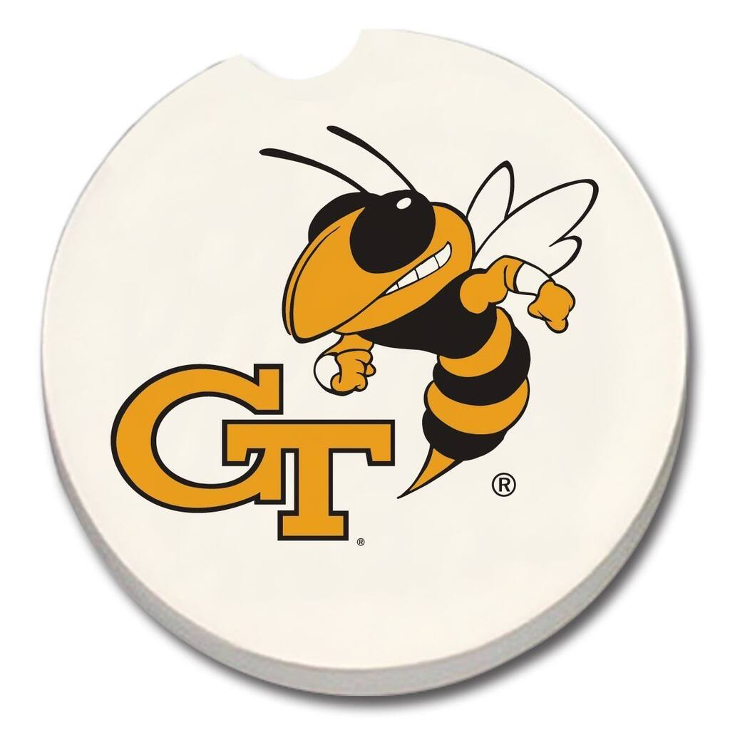 Georgia Tech Absorbent Stone Car Coaster (Set of 2) - 4x6