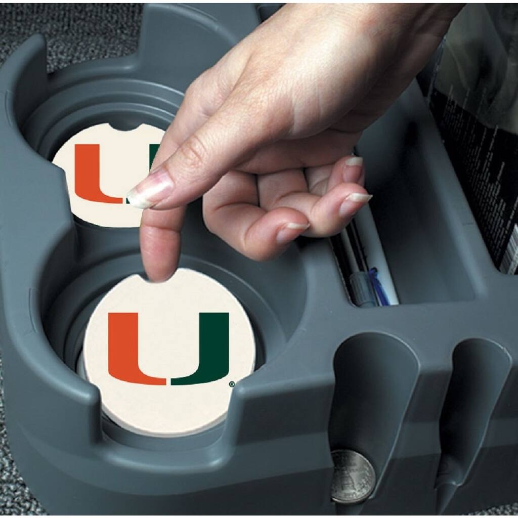 Miami Hurricanes Absorbent Stone Car Coaster (Set of 2) - 4x4