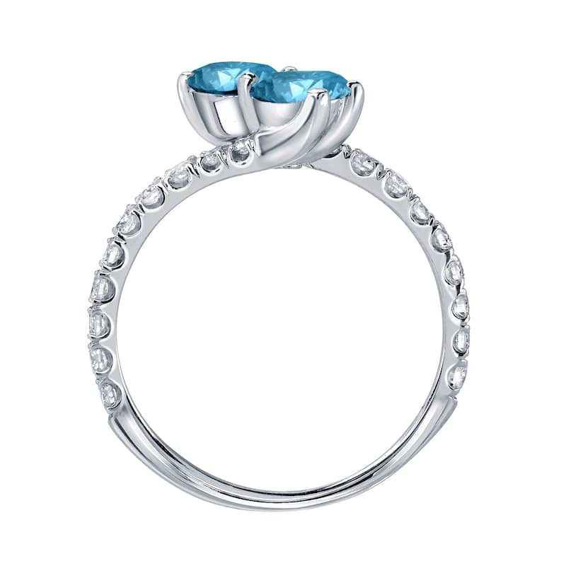 Auriya 1/2ctw Round 2-Stone Blue Diamond Engagement Ring 14K Gold