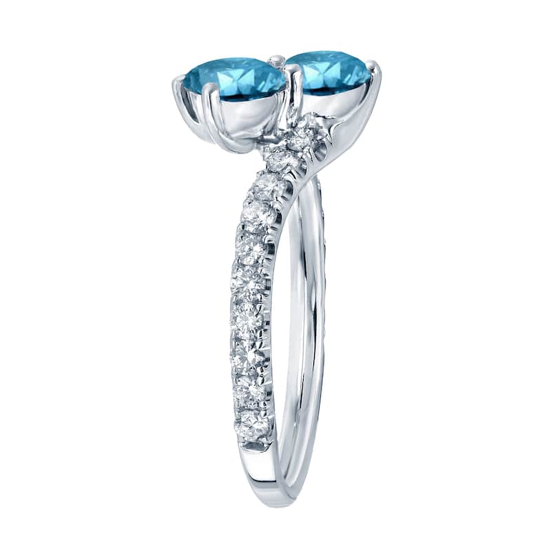 Auriya 14k Gold 3/4 carat TW 2-Stone Blue Diamond Engagement Ring