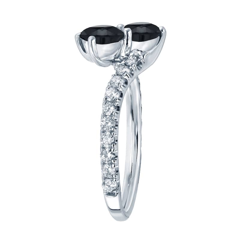 Auriya 14k Gold 3/4 carat TW 2-Stone Black Diamond Engagement Ring (H-I, I1-I2)