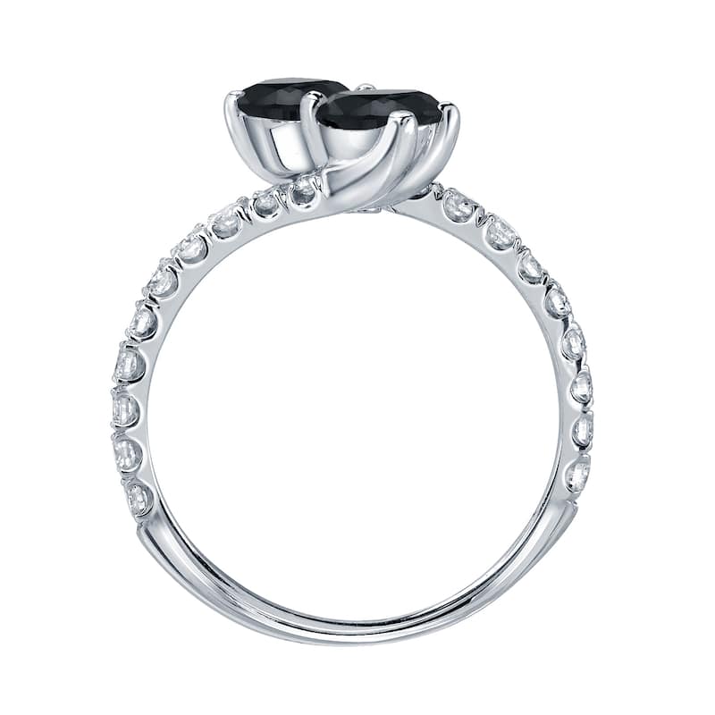 Auriya 1ctw Round 2-Stone Black Diamond Engagement Ring 14K Gold