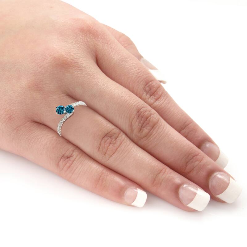 Auriya 1 1/2ctw Round 2-Stone Blue Diamond Engagement Ring 14K Gold