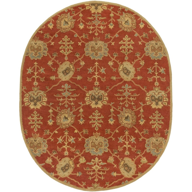 Hand Tufted Foster Wool Area Rug - 8' x 10' Oval - Rust