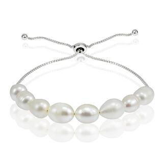 Pearl Bracelets Online At Our Best Deals Glitzy Rocks Sterling Silver Freshwater Pearl Adjule Bracelet 8 Mm