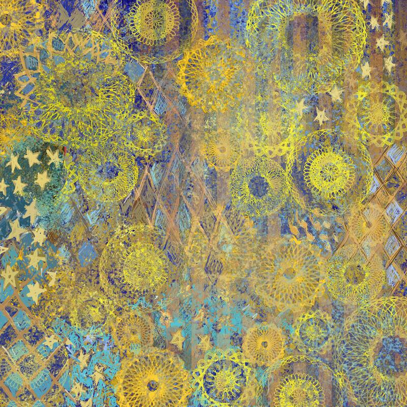 Marmont Hill - Golden Star Wallpaper 2 Painting Print on Canvas - Multi-Color