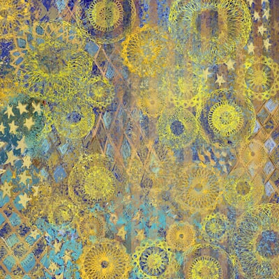 Marmont Hill - Golden Star Wallpaper 2 Painting Print on Canvas - Multi-Color