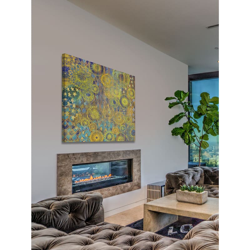 Marmont Hill - Golden Star Wallpaper 2 Painting Print on Canvas - Multi-Color