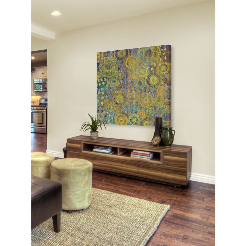 Marmont Hill - Golden Star Wallpaper 2 Painting Print on Canvas - Multi-Color