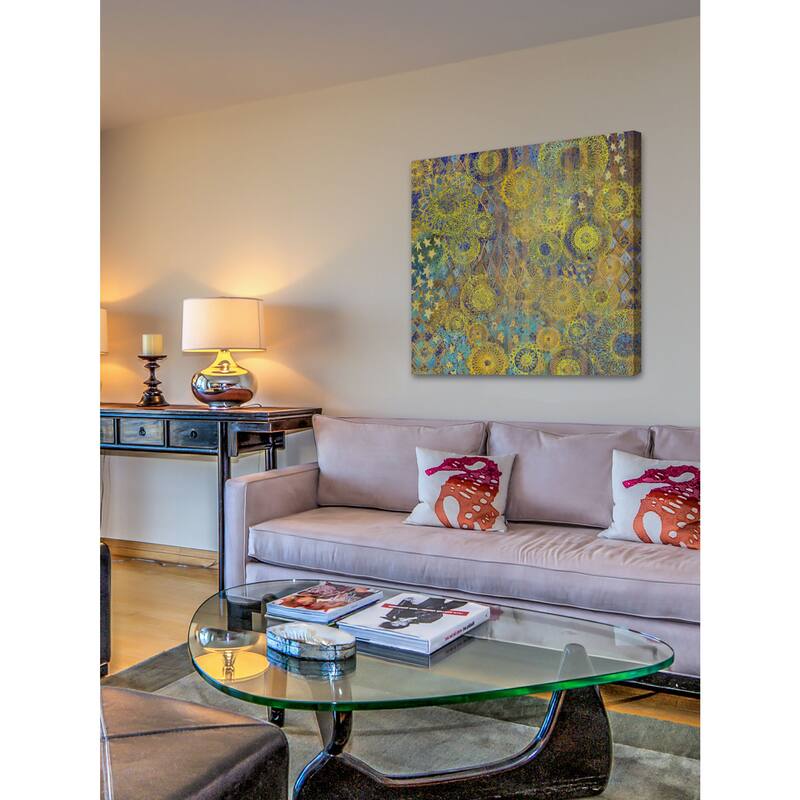 Marmont Hill - Golden Star Wallpaper 2 Painting Print on Canvas - Multi-Color