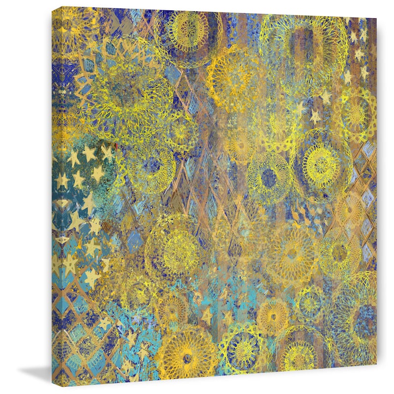 Marmont Hill - Golden Star Wallpaper 2 Painting Print on Canvas - Multi-Color