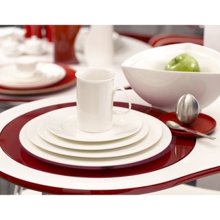 Red Vanilla Rimmed Oversized Dinner Plate 11.75" (Set of 2)