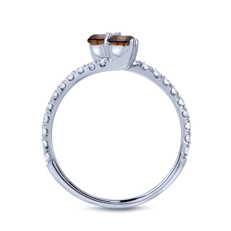 Auriya 2ctw Round 2-Stone Brown Diamond Engagement Ring 14K Gold (H-I, I1-I2)