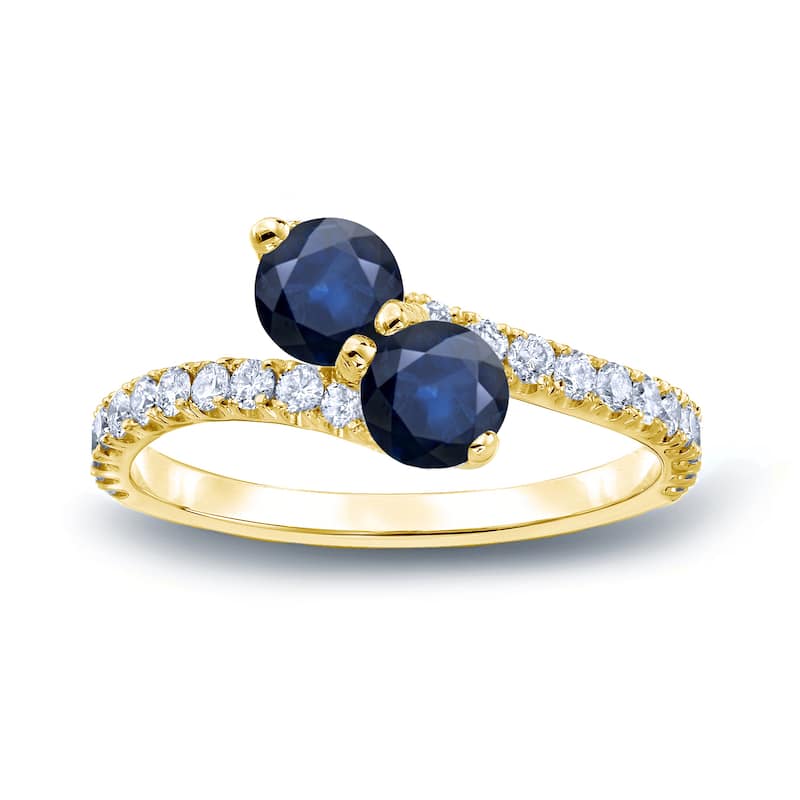 Auriya 14k Gold 1 1/2ct Blue Sapphire and 1/2ctw 2-stone Diamond Engagement Ring (H-I, SI1-SI2)