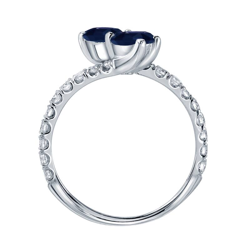 Auriya 3/5ct Blue Sapphire and 1/3ct TDW 2-stone Diamond Engagement Ring 14k Gold