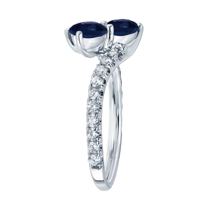 Auriya 1ct Blue Sapphire and 1/2ct TDW 2-stone Diamond Engagement Ring 14k Gold