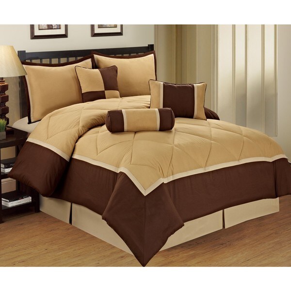 Michael 7-piece Beige and Brown Queen Size Comforter Set