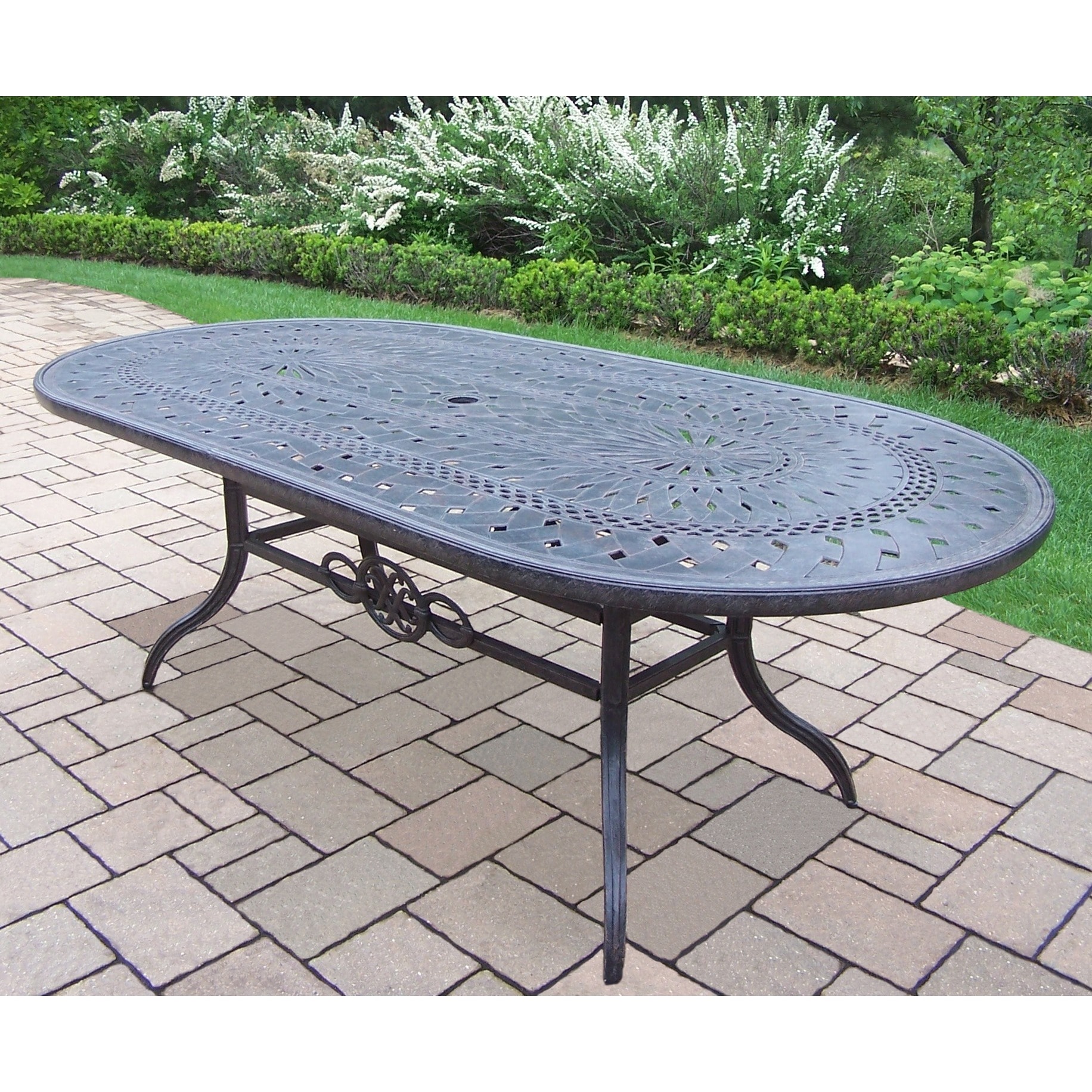Plymouth Cast Aluminum 84 x 42inch Oval Dining Table Antique Black eBay