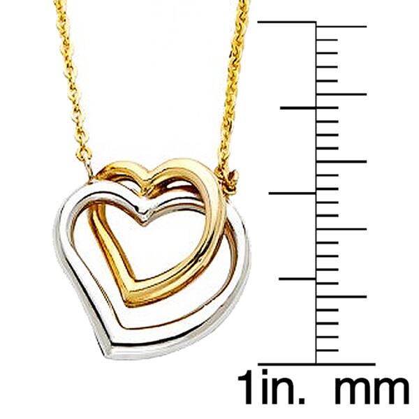or Rose Gold or Two Tone Interlocking Hearts Pendant Necklace White 14k Yellow 