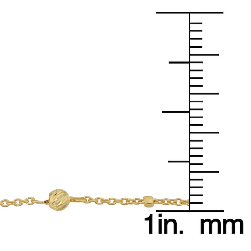 Fremada 14k Yellow Gold Cube and Diamond-cut Bead Station Anklet