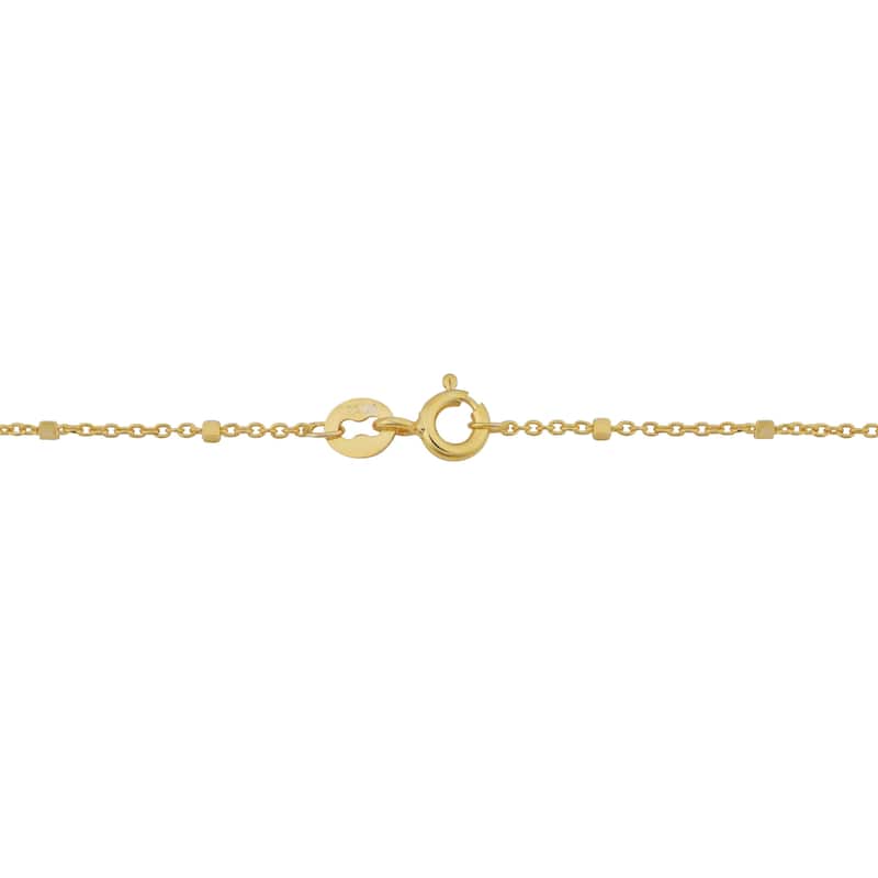 Fremada 14k Yellow Gold Cube and Diamond-cut Bead Station Anklet