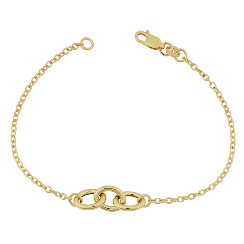 Fremada 14k Yellow Gold Triple Oval Rolo Link Bracelet (7 inches)
