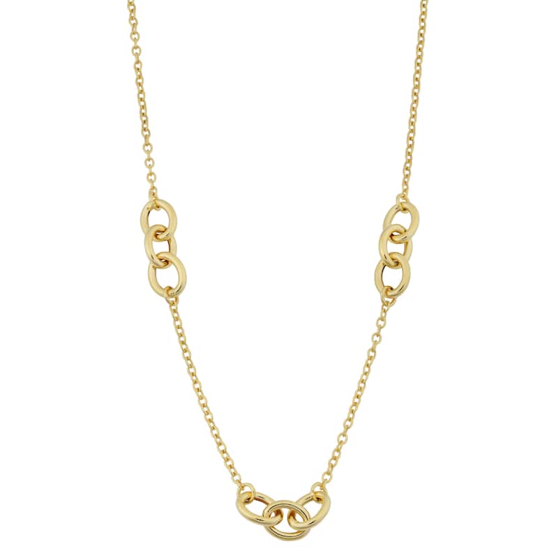 Fremada 14k Yellow Gold Triple Oval Rolo Link Necklace (18 inches)